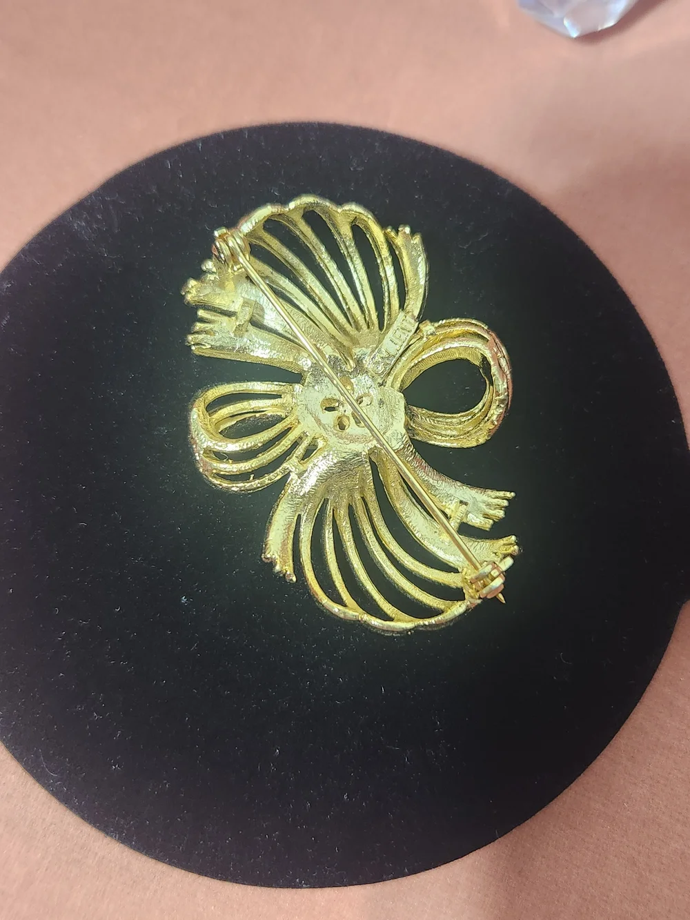 Gold Pearl Accent Bow Brooch - Women Jewelry Brooches